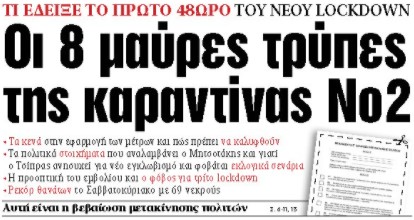 Στα «ΝΕΑ» της Δευτέρας: Οι 8 μαύρες τρύπες της καραντίνας Νο2