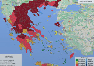 Επιδημιολογικός χάρτης  – Μία ακόμη περιοχή σε «βαθύ κόκκινο» και δύο στο «κόκκινο»