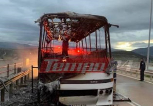 Αχαΐα – Παρανάλωμα του πυρός σχολικό λεωφορείο λίγο πριν παραλάβει μαθητές