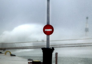 Ships remain docked as the Aegean is lashed by gale-force winds