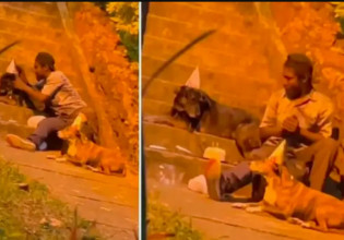 Άστεγος γιορτάζει τα γενέθλια του σκύλου του – Το βίντεο που συγκίνησε χιλιάδες χρήστες του διαδικτύου