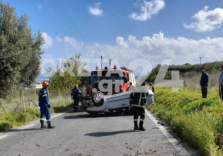 Κρήτη: Αυτοκίνητο γκρέμισε τοίχο, έσπασε ελιά και τούμπαρε – Στο νοσοκομείο ο οδηγός