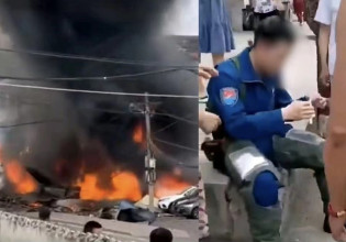 Κίνα: Μαχητικό αεροσκάφος συνετρίβη σε σπίτια προκαλώντας τεράστια φωτιά