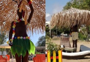 Κρήτη: Σάλος με φωτογραφία από beach bar – Μαύρες κούκλες κρατάνε ομπρέλες