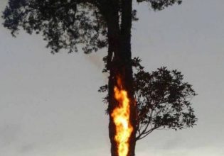 Φωτιά από κεραυνό στη Ρόδο – Επιχειρεί ελικόπτερο