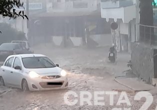 Κακοκαιρία: Πλημμύρισαν δρόμοι στην Αγία Πελαγία, διακοπές ρεύματος στο Ηράκλειο