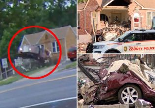 Σοκαριστικό βίντεο από τροχαίο δυστύχημα στις ΗΠΑ – Ι.Χ τινάχθηκε στον αέρα και καρφώθηκε σε σπίτι