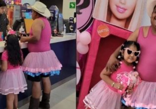 Για την κόρη μου… – Φόρεσε ροζ φούστα και την πήγε να δουν τη «Barbie»