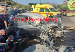 Αυτοκίνητο συγκρούστηκε με φορτηγό στη λεωφόρου Λαυρίου – 6 τραυματίες, σοκαριστικές εικόνες
