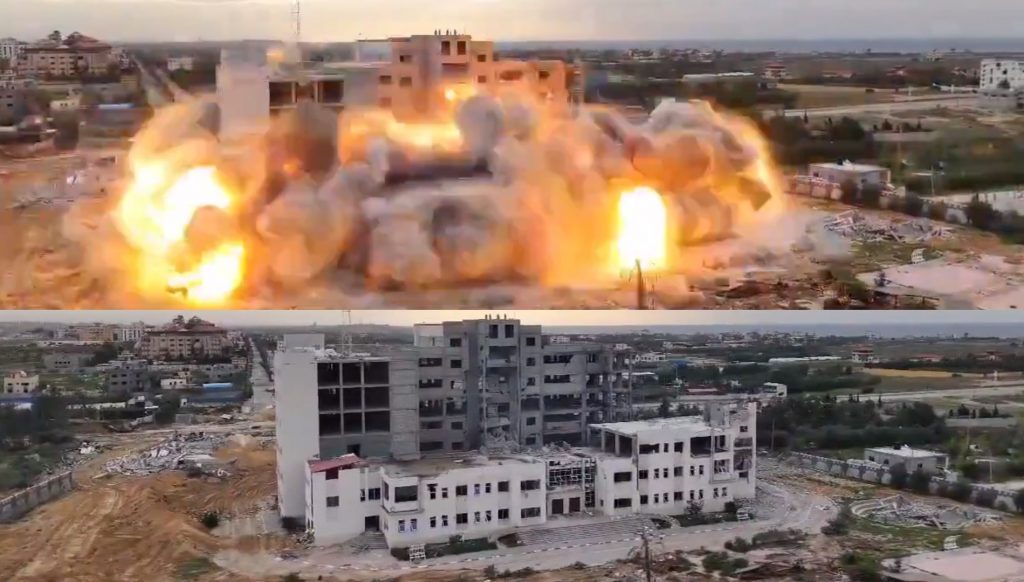 Γάζα: Καταστράφηκε πυροδοτώντας 315 νάρκες το τελευταίο πανεπιστήμιο της πόλης – Οι αντιδράσεις