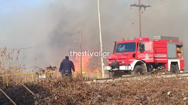 Θεσσαλονίκη: Φωτιά στα Κύμινα – Ισχυροί άνεμοι στην περιοχή