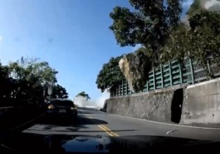 Ταϊβάν: Η στιγμή που βράχος πέφτει πάνω σε αμάξι την ώρα του σεισμού