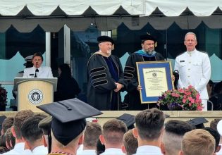 Evangelos Marinakis was honored with a doctorate at Massachusetts Maritime Academy for his long contribution to the shipping industry.