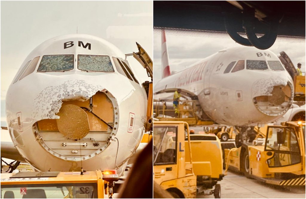Αυστρία: Αεροπλάνο έπεσε σε σφοδρή χαλαζόπτωση, έσπασε το ρύγχος του – Τα εφιαλτικά 120΄΄ για τους επιβάτες