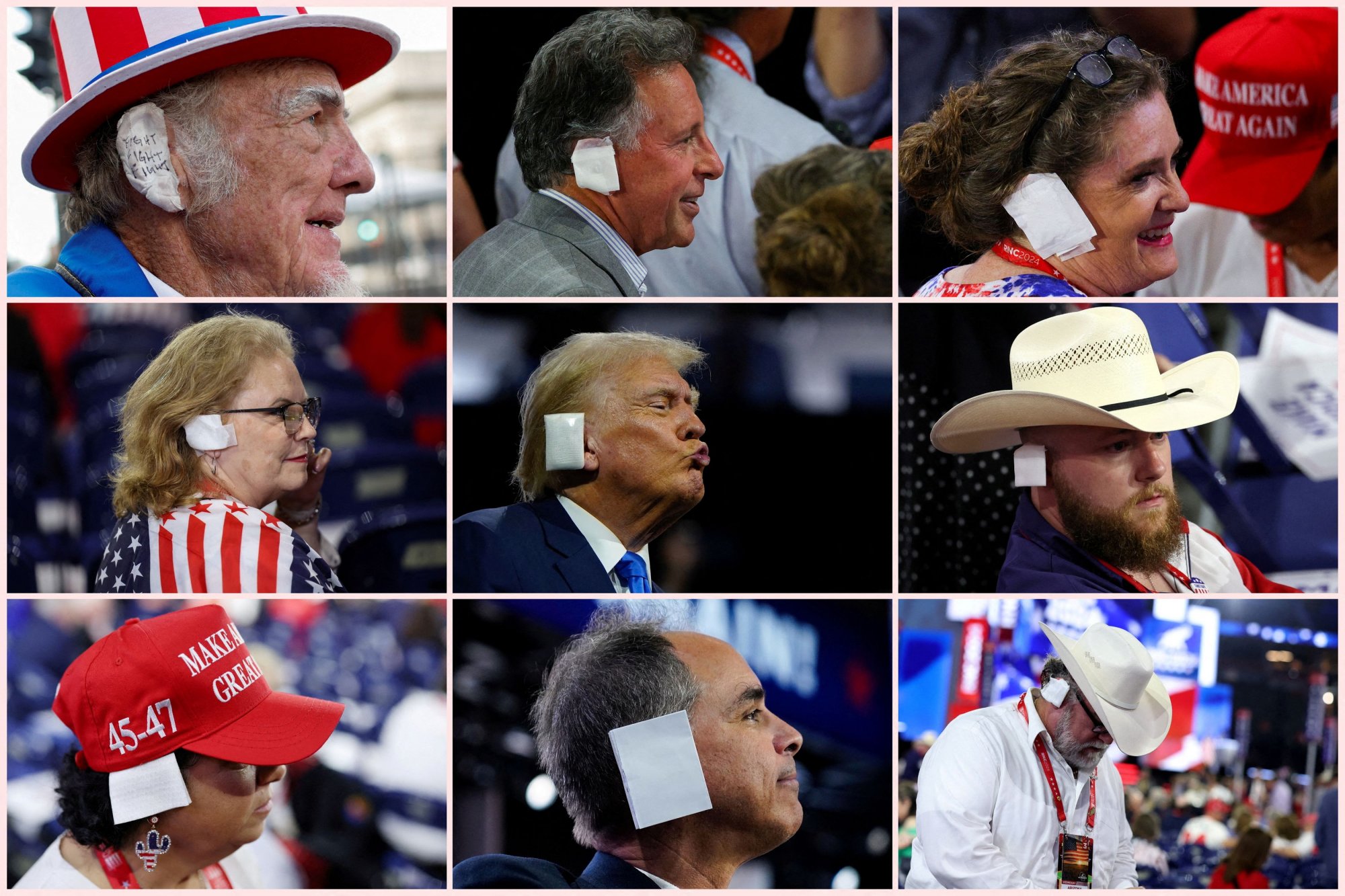 Τραμπ: Με επίδεσμο στο δεξί αυτί οπαδοί του πρώην προέδρου στο Συνέδριο των Ρεπουμπλικανών