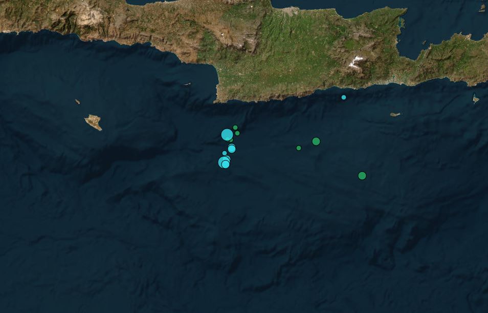 Σεισμός τώρα στην Κρήτη - Συνεχίζονται οι δονήσεις νότια του νησιού