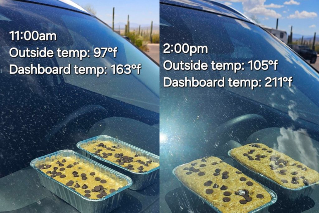 Καύσωνας: Kάποιοι αποφάσισαν να ψήσουν κέικ στο ταμπλό του αυτοκινήτου στους 40 βαθμούς Κελσίου
