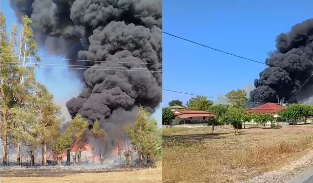 Φωτιά στην Αχαΐα – Στις φλόγες εργοστάσιο με πλαστικά – Μήνυμα από το 112