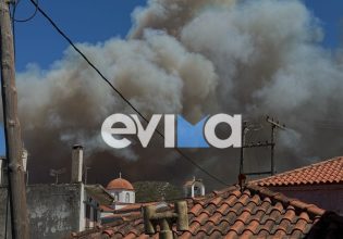 Φωτιά στην Εύβοια: Καίει κοντά σε σπίτια