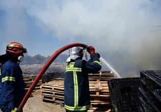 Φωτιά τώρα σε επιχείρηση με παλέτες στο Μενίδι – Σηκώθηκαν εναέρια μέσα