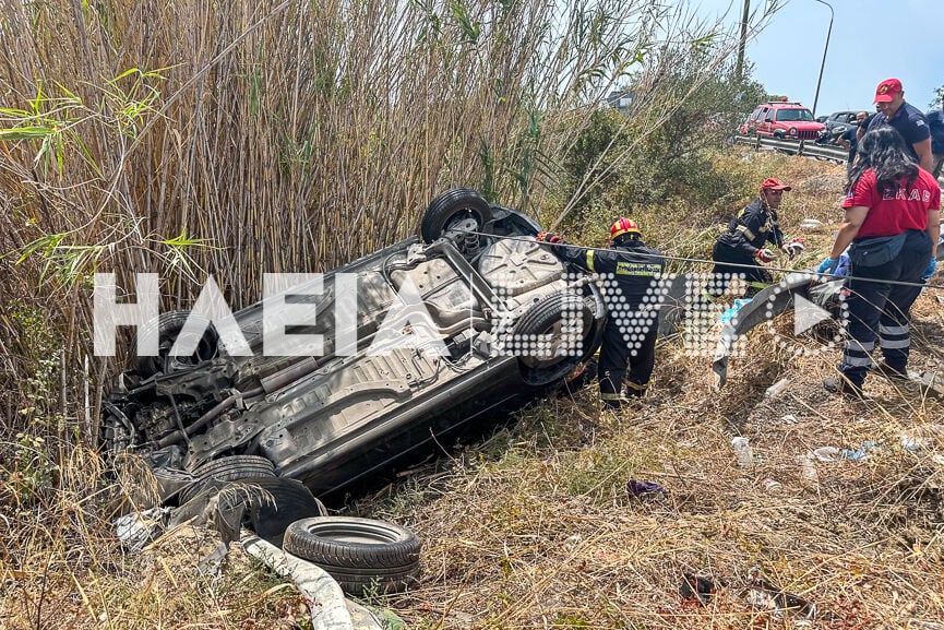 Σφοδρό τροχαίο στην Ηλεία: Τούμπαρε αυτοκίνητο μετά από σύγκρουση, δύο τραυματίες