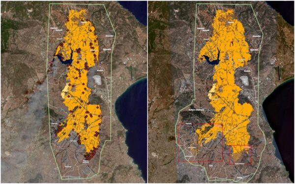 Φωτιά στην Αττική: Στάχτη πάνω από 100.000 στρέμματα – Τα νέα δεδομένα από το Copernicus