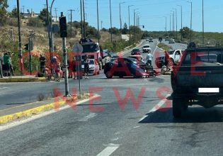 Ηράκλειο: Σοβαρό τροχαίο με τρία αυτοκίνητα στον κόμβο Σκαλανίου