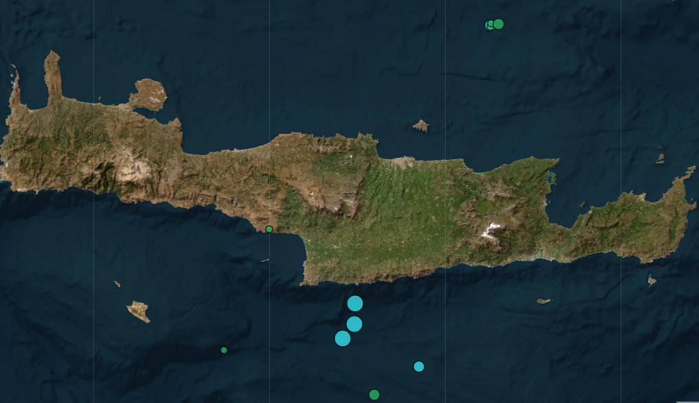 Τρεις σεισμοί άνω των 4 Ρίχτερ στην Κρήτη – 4,8 ο ισχυρότερος